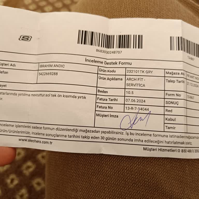 Garanti Kapsamında Olmayan İç Astar Yırtığı