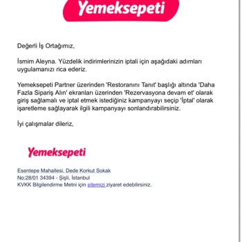 Yemeksepeti Kampanya İptal Sorunu