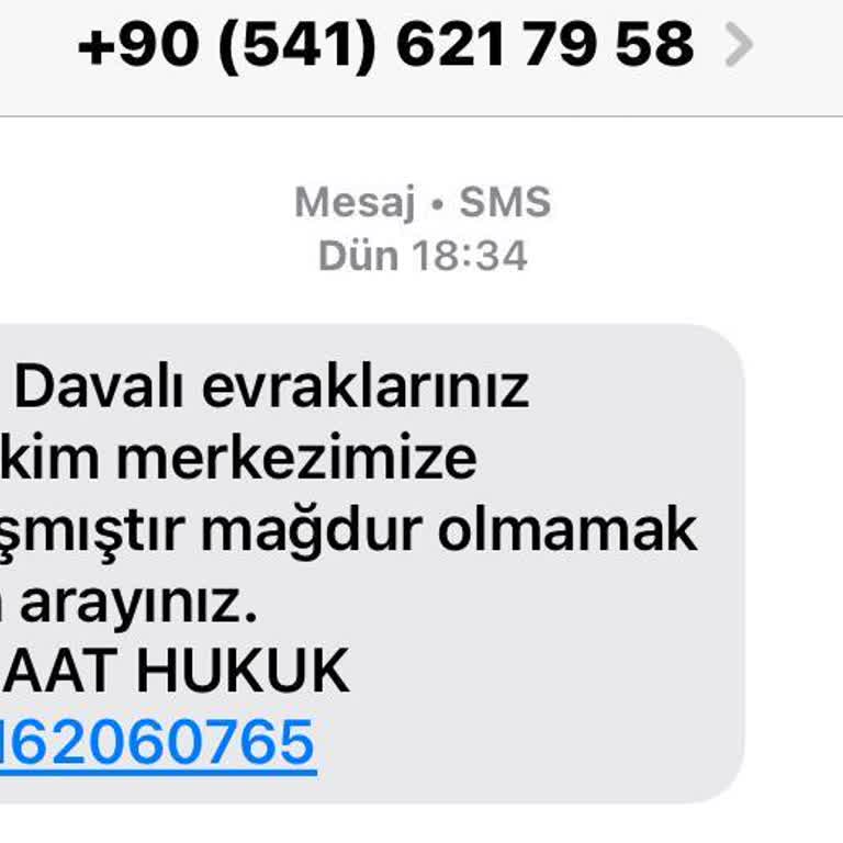 Tarafıma Gelen Dava Mesajı