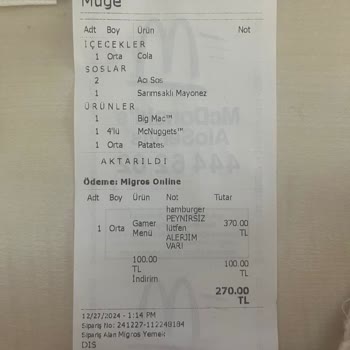 Sipariş Notlarının Dikkate Alınmaması Ve Hizmet Kalitesindeki Düşüş