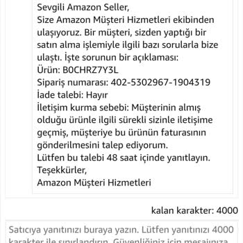 Fatura Talebi Karşılanmayan Alışveriş