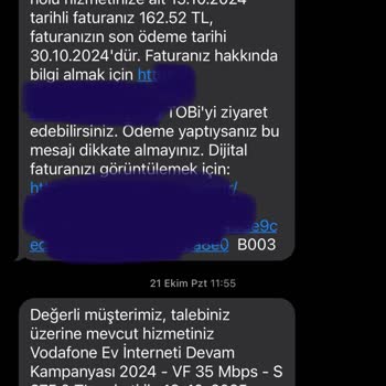Vodafone'da Bilgim Dışında Tarife Değişikliği Sorunu