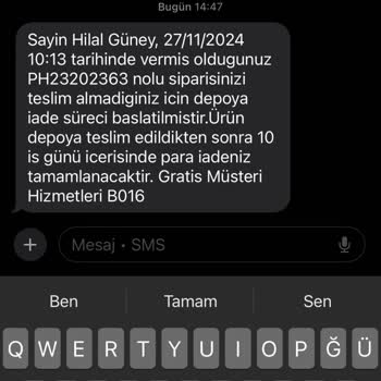 Ürün Teslim Edilmedi, Yanıltıcı İade Süreci