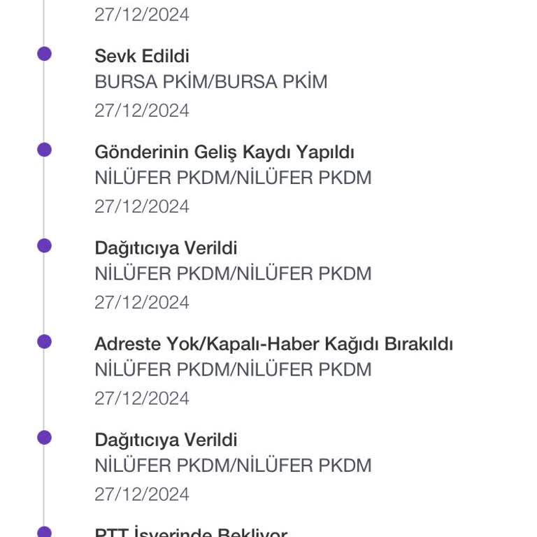 PTT Bursa'da Kargo Teslim Edilmeden Evde Bulunamadı Sorunu