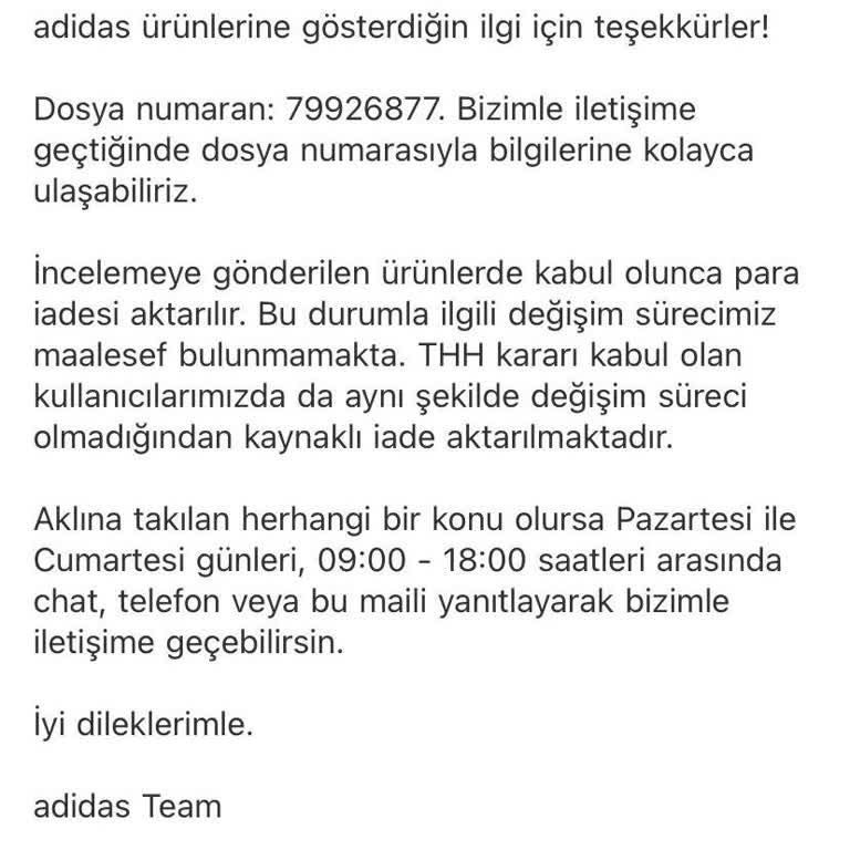 Adidas Ayakkabı Değişim Talebine Red
