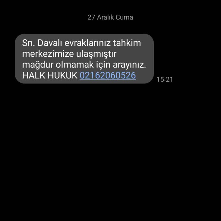 Hukuk Bürosu Dava / İcra SMS Dolandırıcılığı