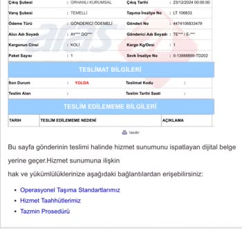 Aras Kargo Şubesinin İletişim Ve Teslimat Sorunları