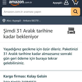 Amazon'dan Sipariş Ettiğim Ürün Teslim Edilmedi, Bilgilendirme Yok