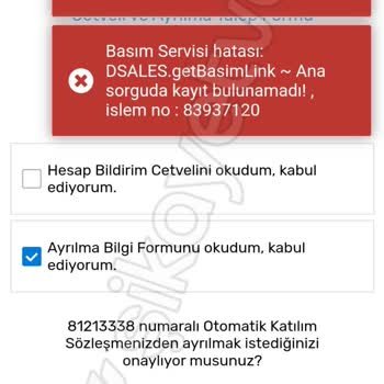 Bireysel Emeklilik İptalinde Sürekli Hata Mesajı