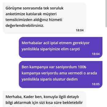 Müşteri Hizmetleriyle Yaşanan Sipariş İptal Sorunu