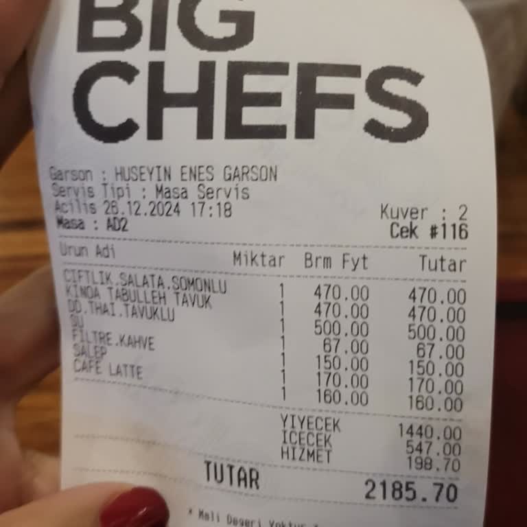 Big Chefs Hizmet Bedeli Adı Altında Ek Ücret Şoku