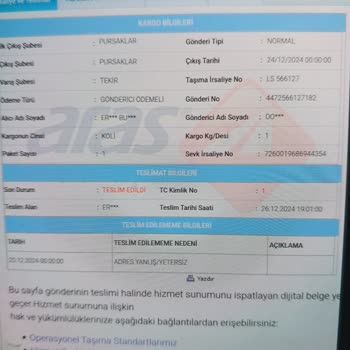 Yanlış Adrese Teslim Edilen Kargo Ve Yetersiz Müşteri Hizmeti