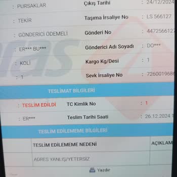 Yanlış Adrese Teslim Edilen Kargo Ve Yetersiz Müşteri Hizmeti