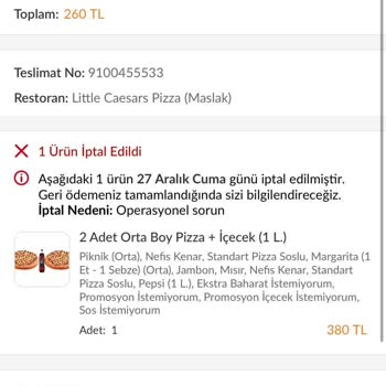 Trendyol Yemek'te Hayal Kırıklığı: İptal Edilen Sipariş