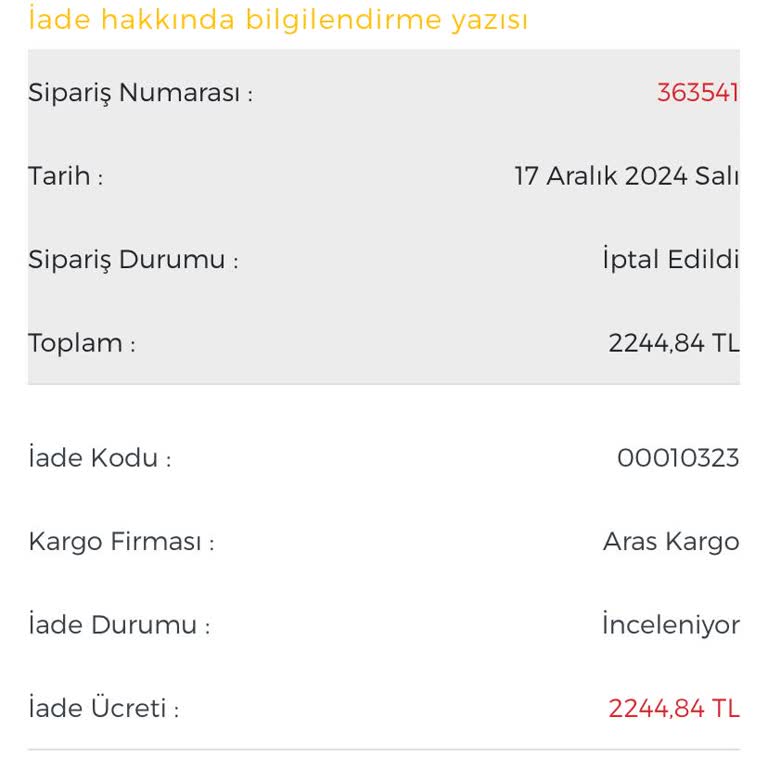 İade Edilmeyen Ürün Ücreti Hakkında Şikayet