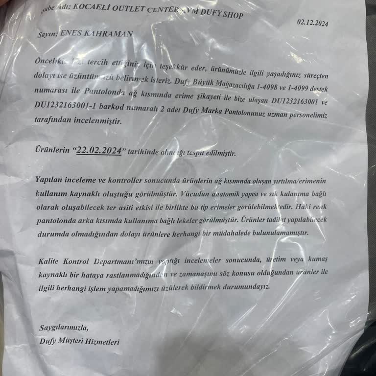 Dufy'den Aldığım Pantolonlar Hayal Kırıklığı