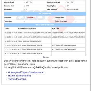 Kargo Teslimatında Yaşanan Karmaşa Ve Eksik Ürün Sorunu