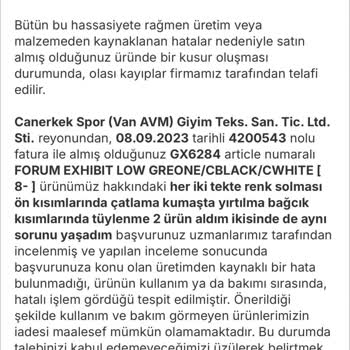 Adidas Ayakkabımın İncelenmeden Reddedilmesi