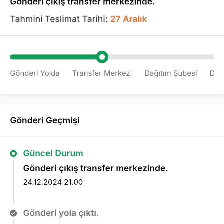 Kargom Transfer Merkezinde Bekletiliyor