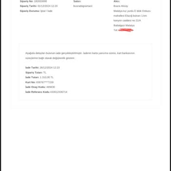 Para İadesi Gecikmesi Ve Kalitesiz Ürün Sorunu