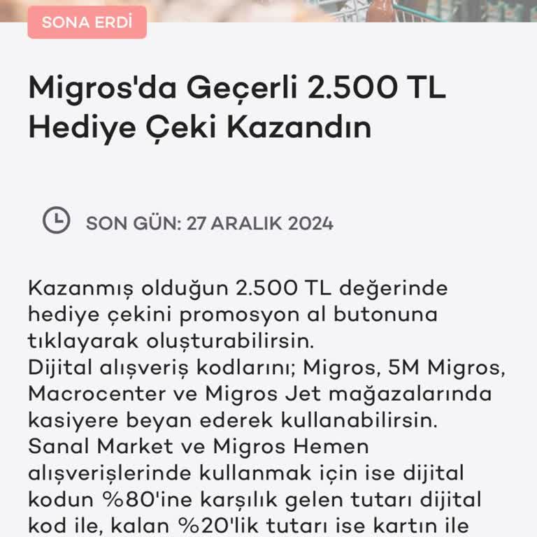 Kazandığım Hediye Çeki Neden İletilmedi