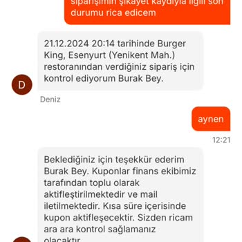 Migros Yemek'te Kupon Ve İade Sorunu