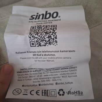 Sinbo Saç Kurutma Makinesi Hayal Kırıklığı