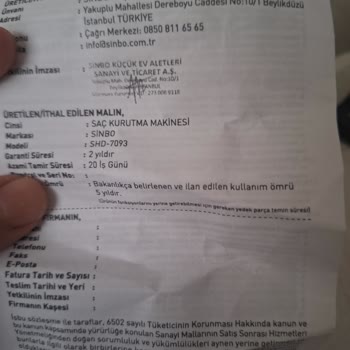 Sinbo Saç Kurutma Makinesi Hayal Kırıklığı