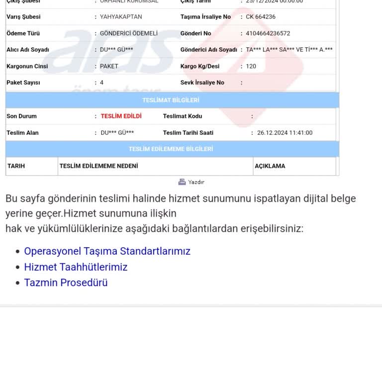 Teslim Edilmeyen Kargo Ve İlgisiz Müşteri Hizmetleri