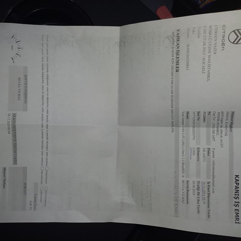 Citroen Jumper Bakım Sorunu