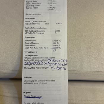 Yeni Alınan Çamaşır Ve Kurutma Makinesi İçin Haksız Servis Ücreti Talebi