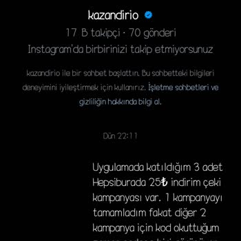 Kazandırio Uygulamasında Kaybolan Kampanya Kayıtları