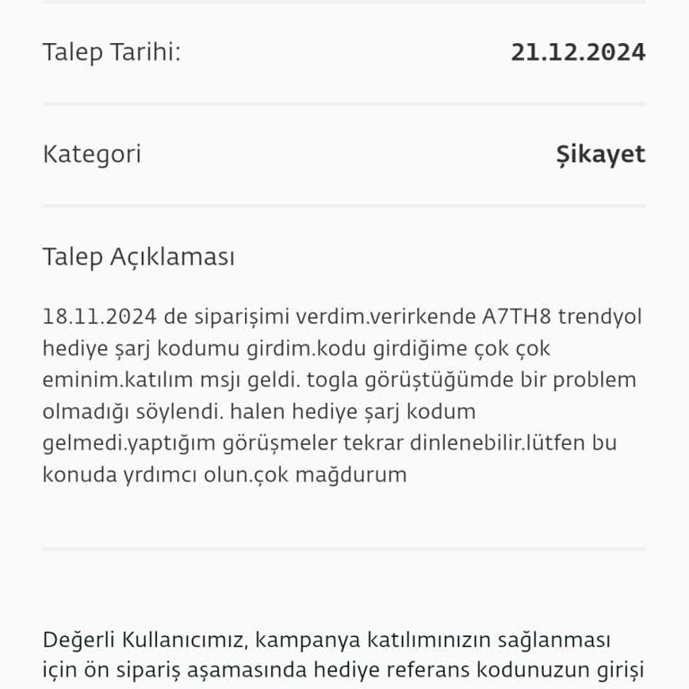 Hakkım Olan Şarj Hediyesi Neden Teslim Edilmiyor?