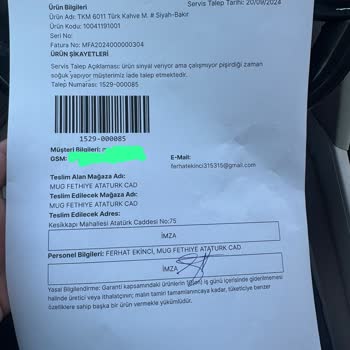 Kahve Makinesi Sorunu Ve İade Süreci