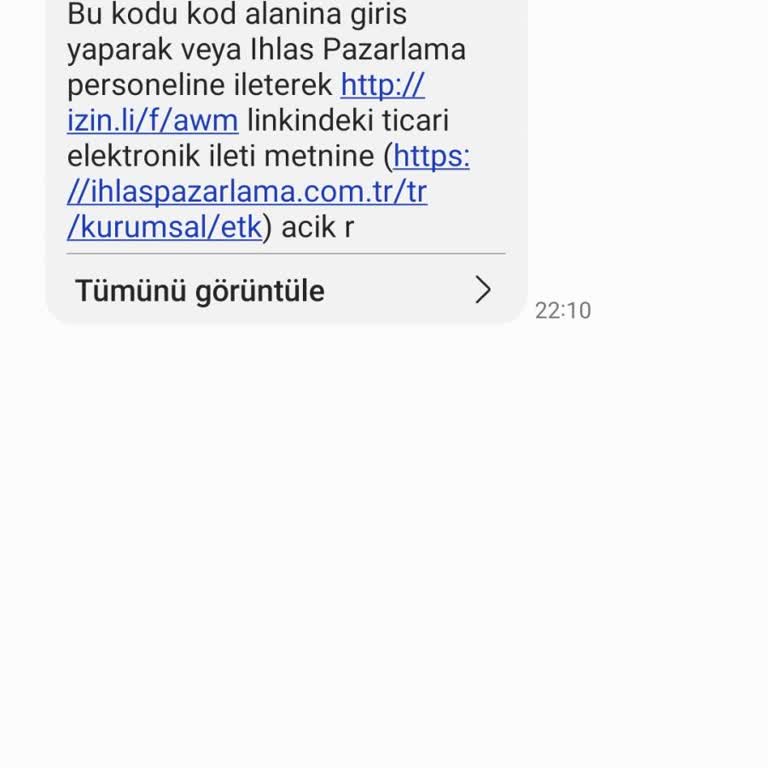 İhlas Pazarlama'dan İzinsiz Gönderilen Onay Kodu