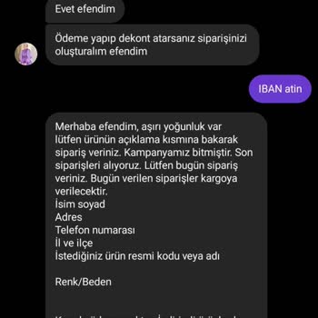 Sipariş Verilen Ürün Teslim Edilmedi