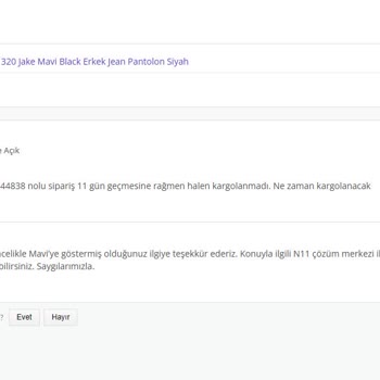 N11 Ve Mavi Mağazasının Sipariş Gecikmesi Ve Fiyat Artışı Sorunu