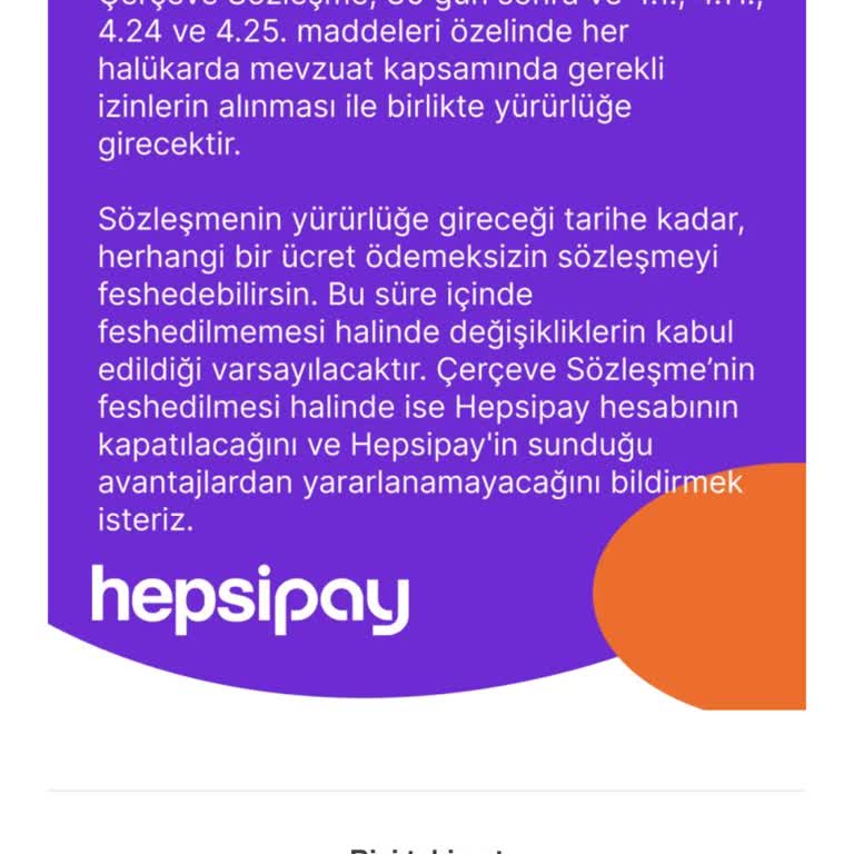Hepsipay'dan Bilgi Dışında Gönderilen Sözleşme Ve İptal Sorunu