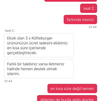 Yemeksepeti'nde McDonald's İade Sorunu