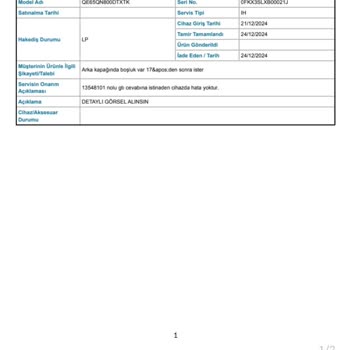 Satış Sonrası Destek Ve Hasarlı Ürün Sorunu