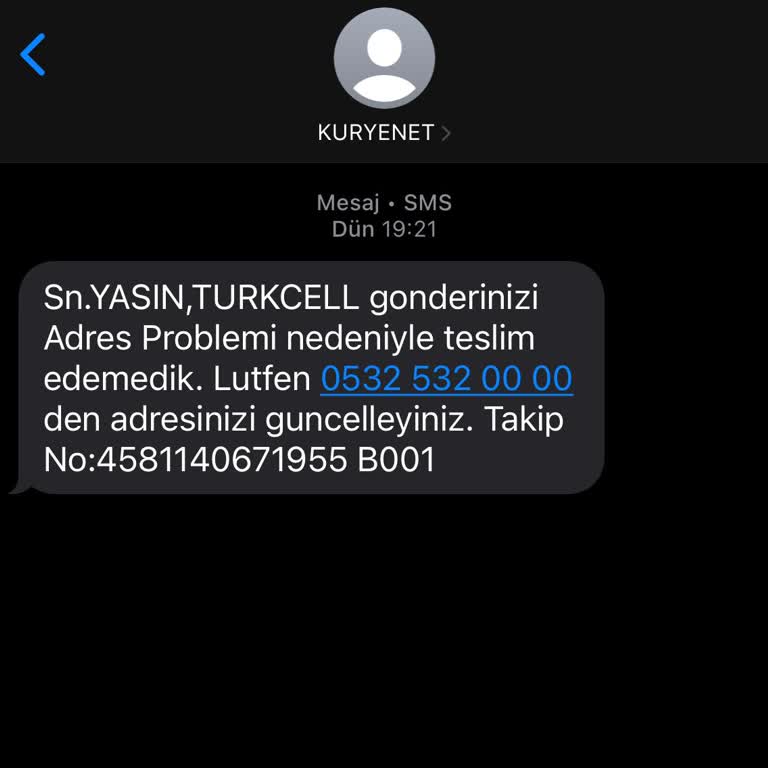 Adres Problemi Nedeniyle Teslim Edilemeyen Gönderi