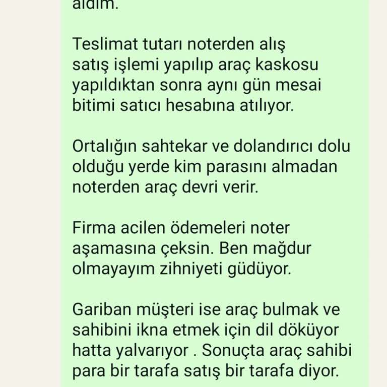 Araç Teslimatında Ödeme Sürecindeki Güvensizlik