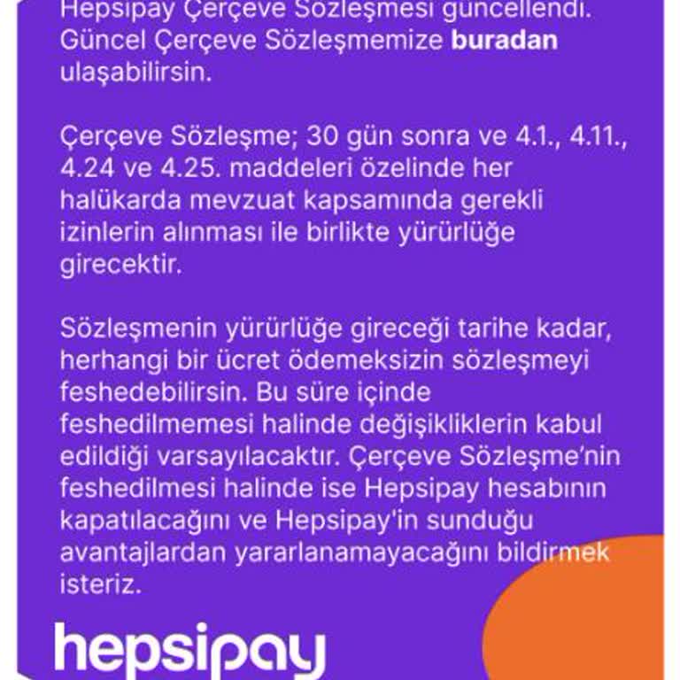 Hepsipay'den Gelen Anlamsız Sözleşme Yenileme Mesajı!