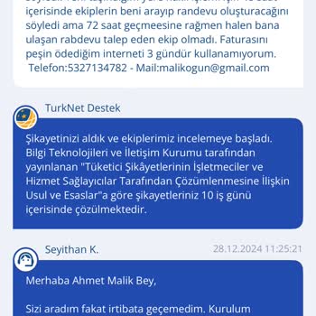 TurkNet Nakil Sürecinde İletişim Sorunu Ve Mağduriyet