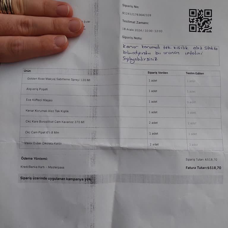 A101 Kapıda'da Eksik Ürün Ve İade Sorunu