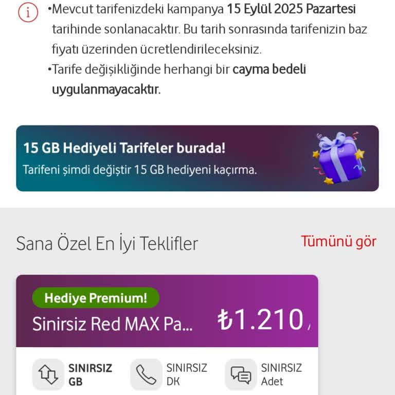Vodafone'da Daha Uygun Tarifeye Geçememe Sorunu