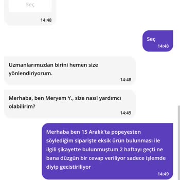 Eksik Ürün Ve İade Sorunu: Getir Yemek'te Popeyes Siparişim