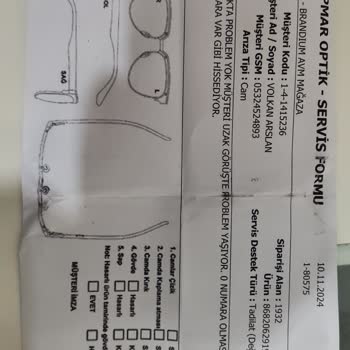 Opmar Optik'te İlgisiz Hizmet Ve Çözüm Eksikliği