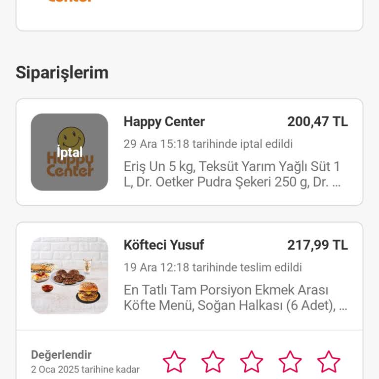 Yemeksepeti'nde Geciken Ve İptal Edilen Sipariş Sorunu