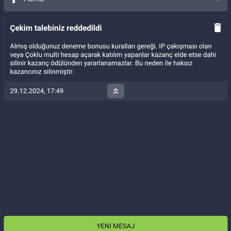 Deneme Bonusu Kazancına El Konulması